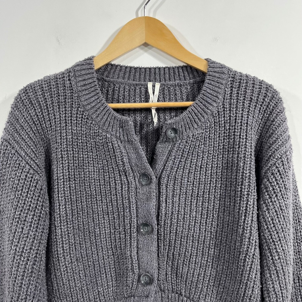 Anthropologie Mixed Media Layered Cardigan Sweater Women Small 2-in-1 Minimalist - Picture 4 of 12